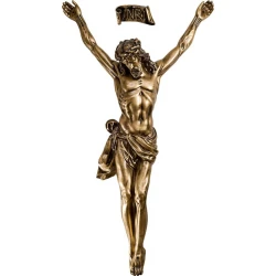 Korpus Pana Jezusa na krzyż z żywicy + napis 80 cm ZŁ